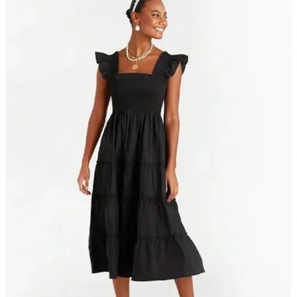 Hill House The Ellie Nap Dress Black Textured Dot XS